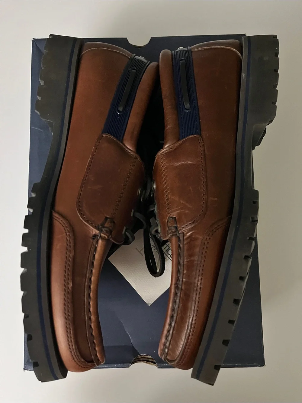 Nautica Men’s Brown Leather Boat Shoes - Classic Lace-Up
